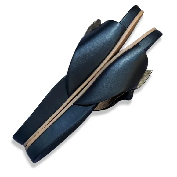 🎩🗝️ NWOB $128 Jack Roberts Black Leather Slide Sandals