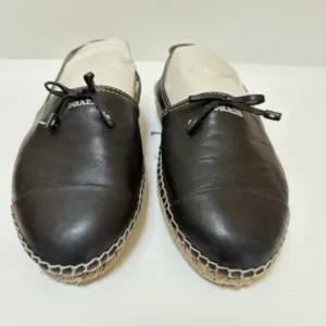 - Prada Black Leather Espadrilles size EU 38.5 US 8