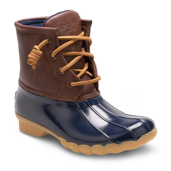 🆕 Sperry Topsider Saltwater Duck Boot Navy Brown Leather Classic
