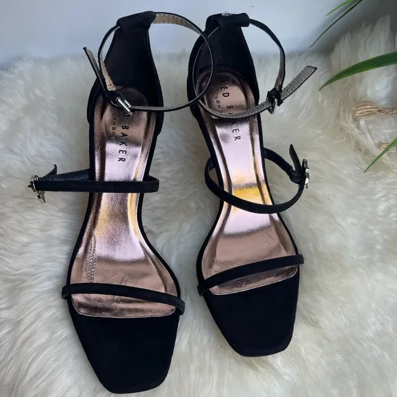 - Ted Baker🍂🍁three strap black suede heels 38