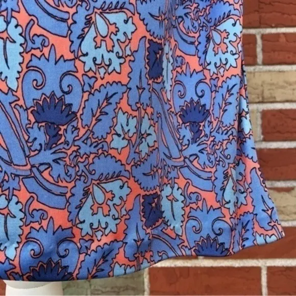🌷 Tory Burch Sandy Sea Coral Artemis Tie-Waist Silk Blue Sleeveless Dress
