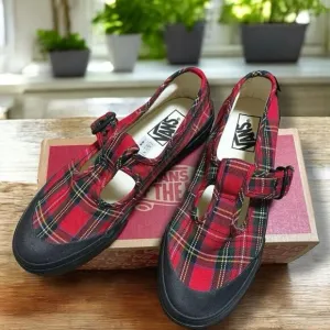 🔥 VANS STYLE 93 PLAID MARY JANE SNEAKER IN PLAID RED/BLACK Size 4.5 Men 6 Women