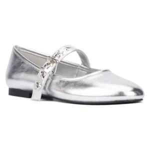 035 - Maryjane Flats Silver with Star Strap