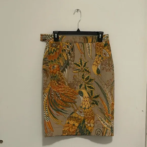 100% Silk, quilted pencil skirt, made in Italy by designer Salvatore Ferragamo.