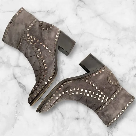 $1,450‼️Laurence Dacade Paris Suede Leather Studded Ankle Boot Buckle Bootie 9.5