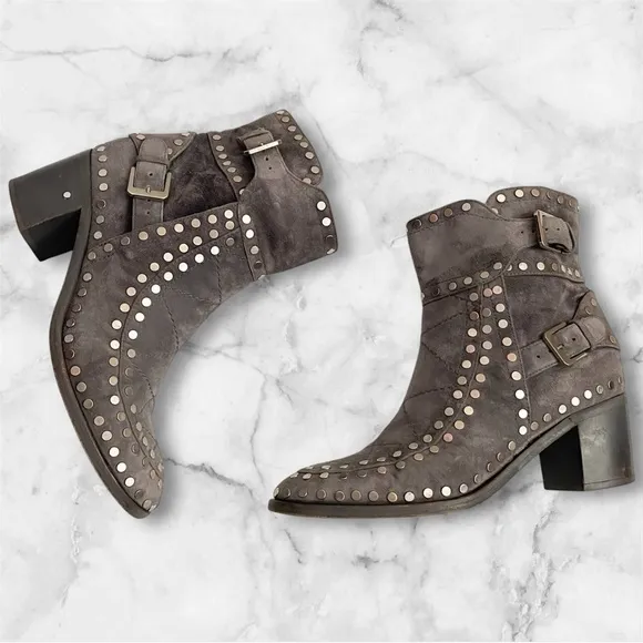 $1,450‼️Laurence Dacade Paris Suede Leather Studded Ankle Boot Buckle Bootie 9.5