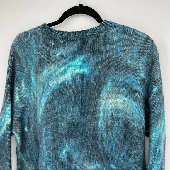 360 CASHMERE Women's Padma Marble Print Cashmere Long Sleeve Pullover Sweater