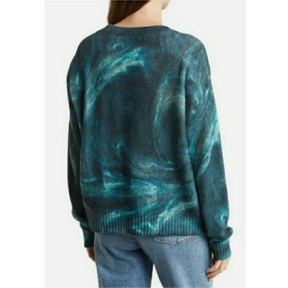 360 CASHMERE Women's Padma Marble Print Cashmere Long Sleeve Pullover Sweater