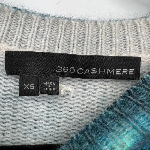 360 CASHMERE Women's Padma Marble Print Cashmere Long Sleeve Pullover Sweater