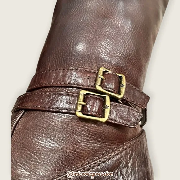 $369 Frye Miranda Slouch Mid Calf Brown Leather Casual Formal Stiletto Booties