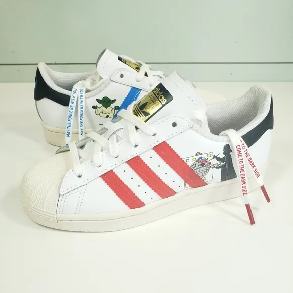 4.5Y Adidas Supestar J Star Wars FX5938 Yoda Darth Vader Casual Fashion Sneakers