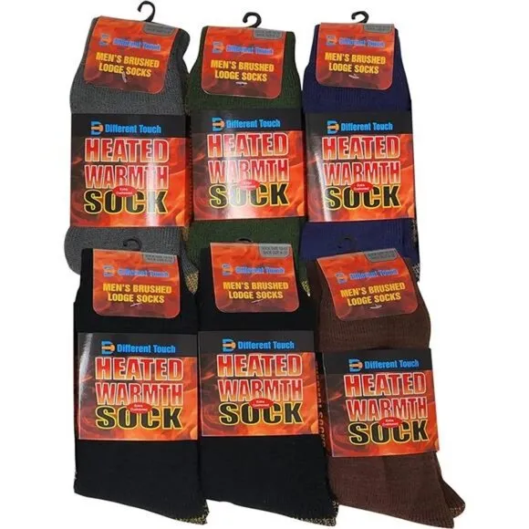 6 Pairs Packs Unisex Thermal Lodge Socks, Heated Winter Non-Skid Boot Socks