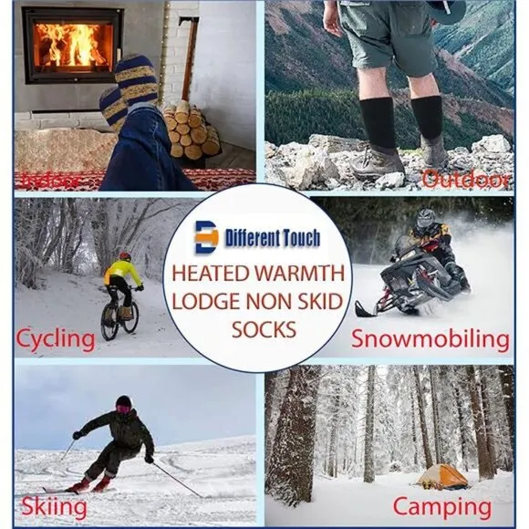 6 Pairs Packs Unisex Thermal Lodge Socks, Heated Winter Non-Skid Boot Socks