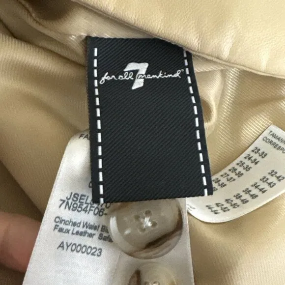 7 For All Mankind Faux Leather 1 Button Blazer Women's S Beige Tan EUC