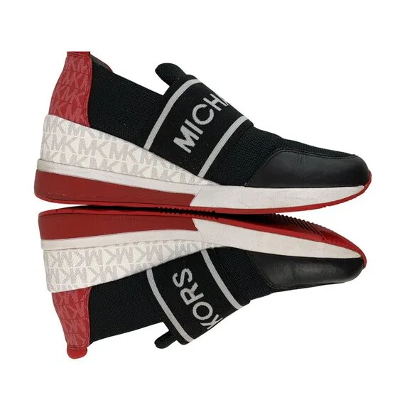 8M Michael Kors Felix Trainer Womens Slip-On Sneakers Logo Print HJ21H 8767