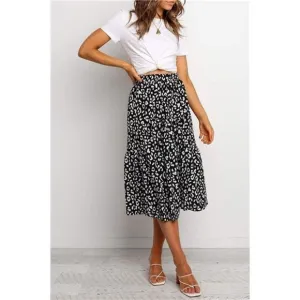 A-LINE Swing Midi Skirts Black