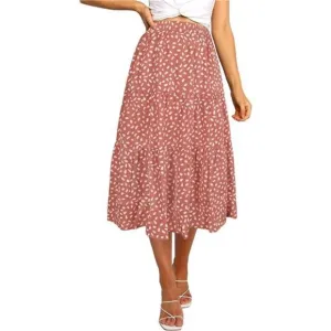 A-LINE Swing Midi Skirts Darkpink