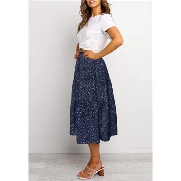 A-LINE Swing Midi Skirts Dotnavy