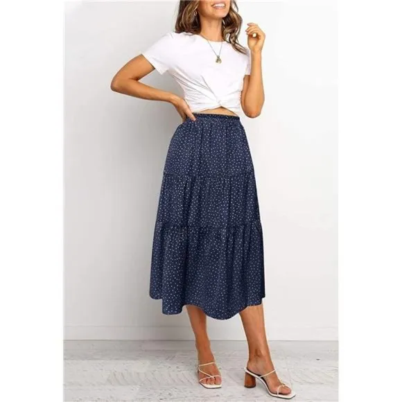 A-LINE Swing Midi Skirts Dotnavy