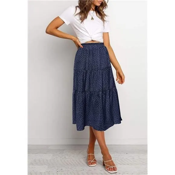 A-LINE Swing Midi Skirts Dotnavy