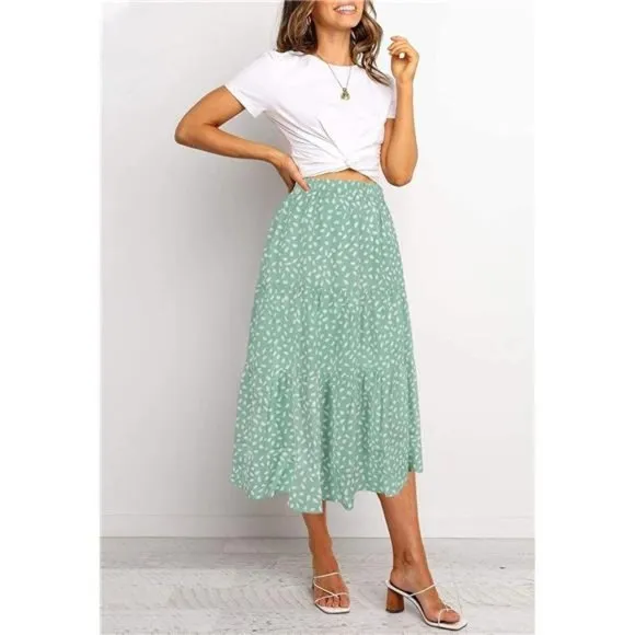 A-line Swing Midi Skirts Lightpink