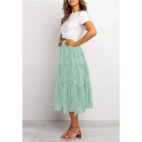 A-line Swing Midi Skirts Lightpink