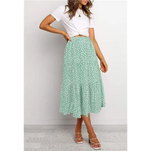 A-line Swing Midi Skirts Lightpink