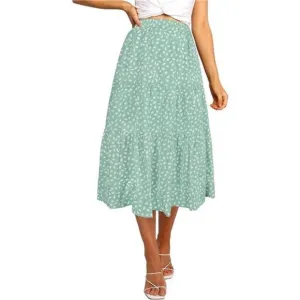 A-line Swing Midi Skirts Lightpink
