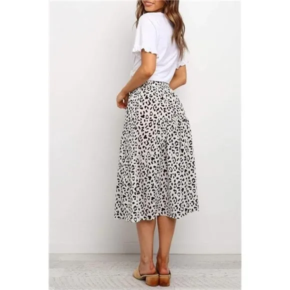 A-LINE Swing Midi Skirts White