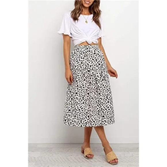 A-LINE Swing Midi Skirts White