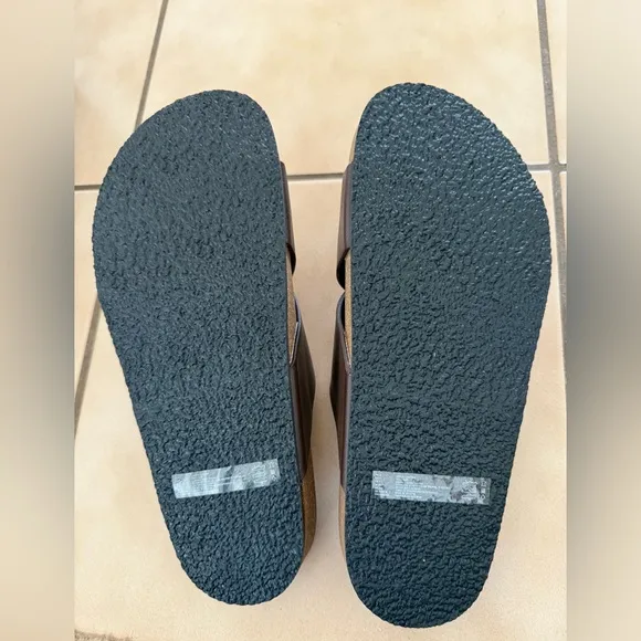 Abercrombie &amp; Fitch Men’s Leather Cork Crossover Slides Size 8 NEW in BOX