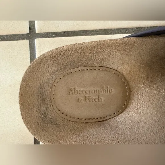 Abercrombie &amp; Fitch Men’s Leather Cork Crossover Slides Size 8 NEW in BOX