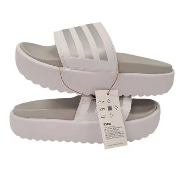 Adidas Adilette Platform Slides Cloud White Zero Metallic  Grey IE9703 USM7 USW8