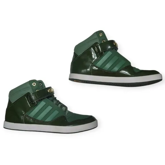 Adidas AR 2.0 Adi-Rise High Top Strap Patent Green Gold Sneakers Sz 10 G22480