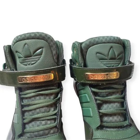 Adidas AR 2.0 Adi-Rise High Top Strap Patent Green Gold Sneakers Sz 10 G22480