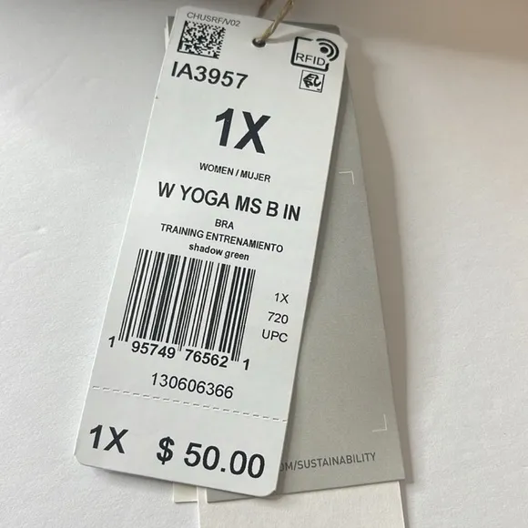 Adidas Authentic Balance Yoga Medium Support Sports Bra Green 1X