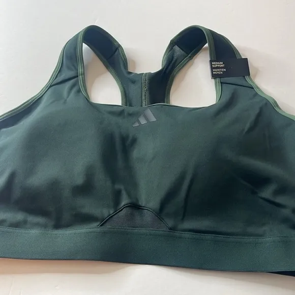 Adidas Authentic Balance Yoga Medium Support Sports Bra Green 1X