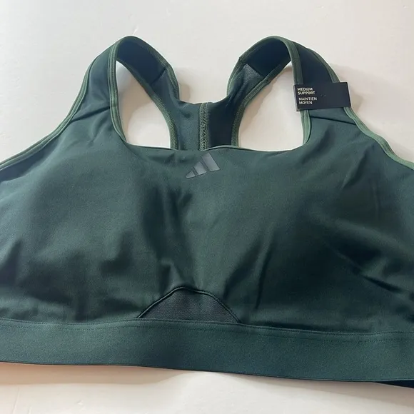 Adidas Authentic Balance Yoga Medium Support Sports Bra Green 2X