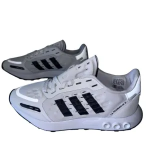Adidas Boys Size 4.5 LA Trainer 3 White &amp; Black Sneakers Reflective Youth Kids