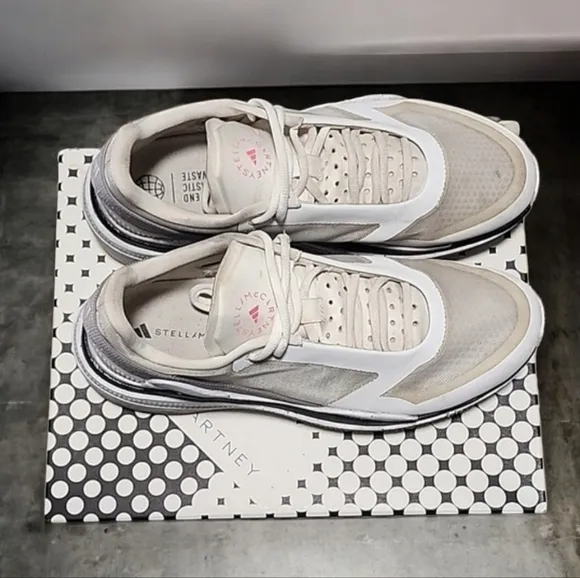 adidas by Stella McCartney Earthlight Mesh White Sneakers 10.5 Platform