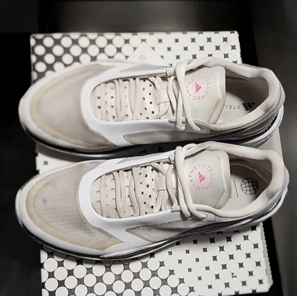 adidas by Stella McCartney Earthlight Mesh White Sneakers 10.5 Platform