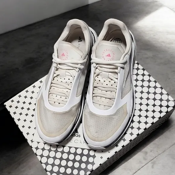 adidas by Stella McCartney Earthlight Mesh White Sneakers 10.5 Platform