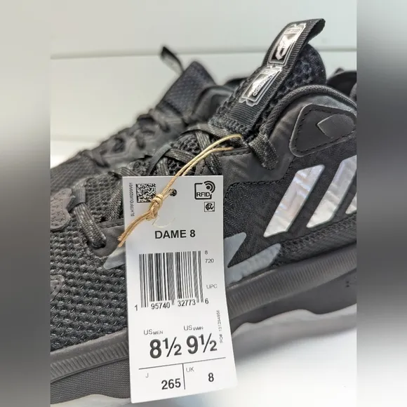 Adidas Dame 8 Admit One Core Black Fashion Casual Running Sneakers sz Men's 8.5