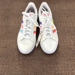 Adidas Grand Court Cloudfoam Rainbow Stripe Sneakers White mens  10.5 NWT