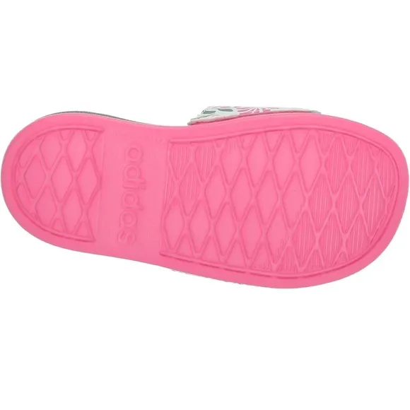 Adidas Kids' Adilette Comfort Slide Sandal Color Carbon/Off White/Lucid Pink - 7