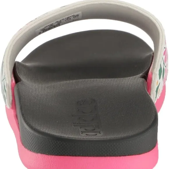 Adidas Kids' Adilette Comfort Slide Sandal Color Carbon/Off White/Lucid Pink - 7