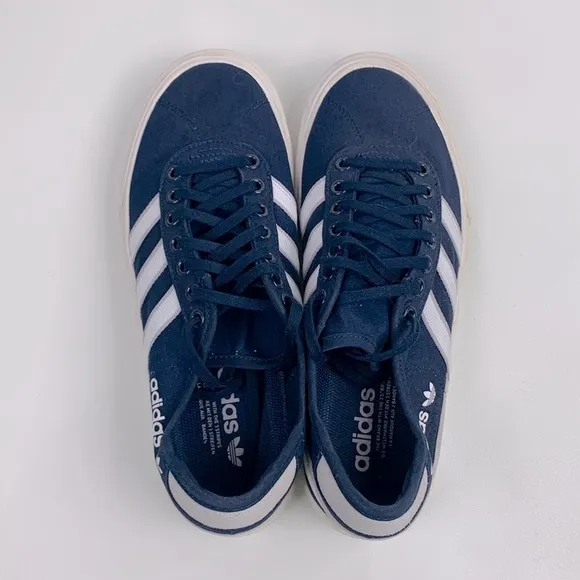 Adidas Men's Navy Blue White Stripe Sneakers Size 8.5 Lace up Low profile