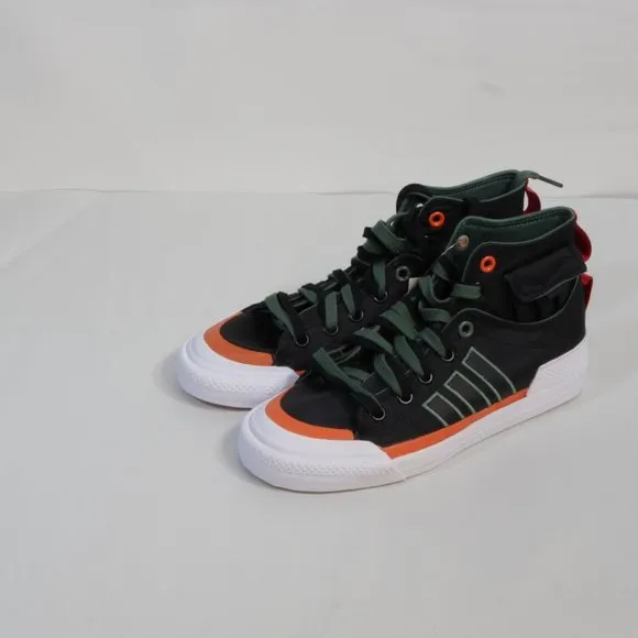 Adidas Originals Unisex Black Green &amp; Orange Nizza Hi DL Fashion Sneaker…