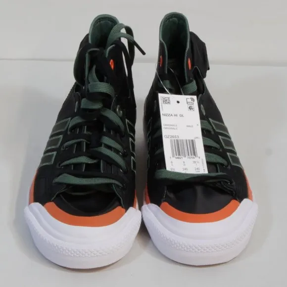 Adidas Originals Unisex Black Green &amp; Orange Nizza Hi DL Fashion Sneaker…