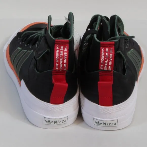 Adidas Originals Unisex Black Green &amp; Orange Nizza Hi DL Fashion Sneaker…